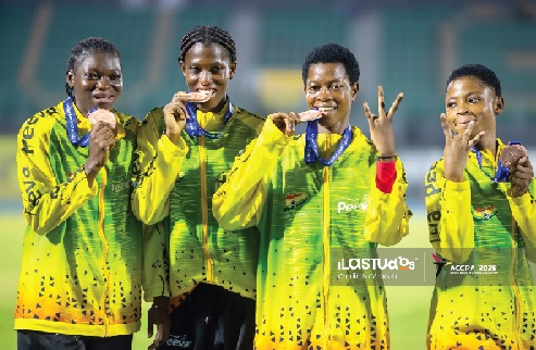 Ghana’s 4x100m bronze medalist: From left Janet Mensah, Janet Kwarteng, Odo Broni, and Gaza
