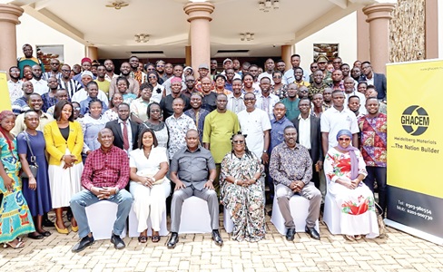 Representatives of beneficiary institutions with  Ghacem executives and council members of the foundation 