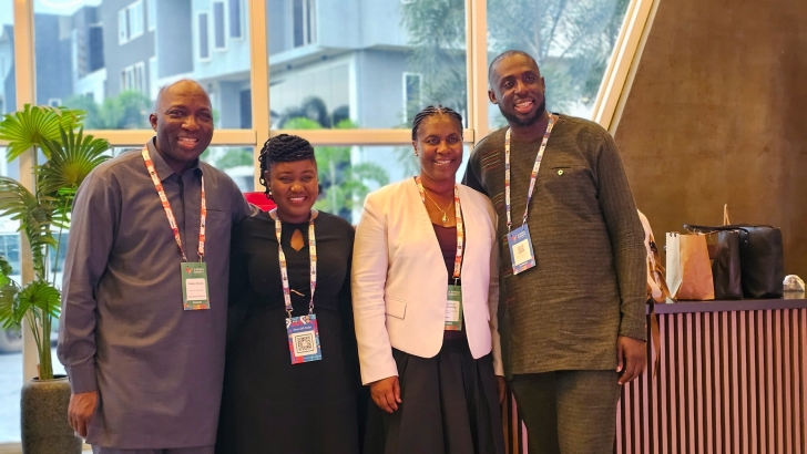 Vice-President Naana Jane Opoku-Agyemang (2nd from right), interacting with Maha Dimachki, CEO, GFTN Solutions, at the 3i Africa Summit, 2026. With them include Dr Johnson Asiamah (3rd from left),
