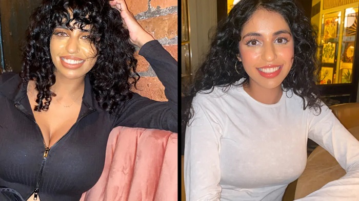 ​Ranvia - pictured before and after her breast surgery - says the size of her breasts began to impact how she was perceived
