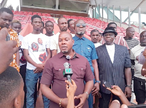 Ivan Bruce-Cudjoe addresses media after submitting forms to contest for the GBA top position