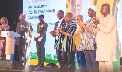 President John Dramani Mahama (2nd from left), together with some dignitaries and government officials, launching the e-visa platform and free-visa policy