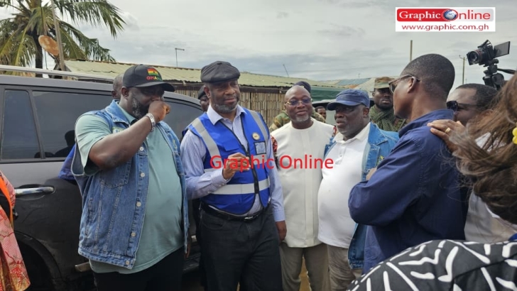 Ga Mantse Nii Tackie Teiko Tsuru II tours flood areas in Tetegu following spillage of Weija Dam