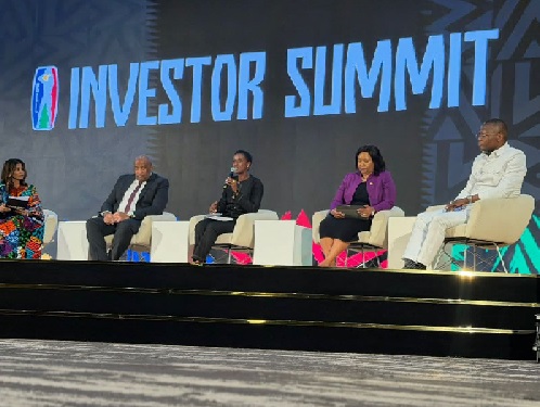  Kofi Iddie Adams (right), Ghana's Sports Minister and other panelists at the summit