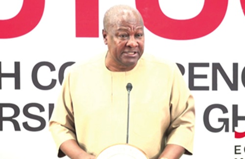 President John Mahama speaking at the conference
