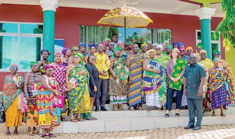 Alfred Tuah-Yeboah (arrowed), former Deputy Attorney-General, with dignitaries and queenmothers after the workshop 