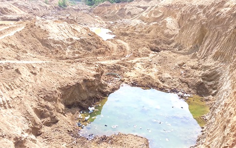 A galamsey pit left uncovered at Nipanikrom