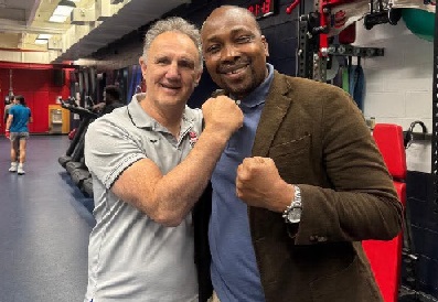 Ghana Boxing Federation President Dauda Fuseni with USA Boxing Elite National Team head coach Billy Walsh