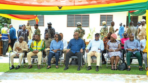 President John Dramani Mahama (arrowed) with ministers and dignitaries 