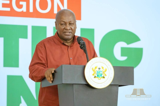 President John Mahama speaking during the town hall meeting at Goaso