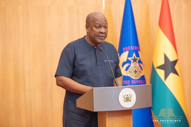 President John Dramani Mahama speaking during the commissioning of the new envoys.