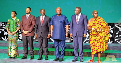 President John Dramani Mahama (3rd from right), with some dignitaries and government officials during the event