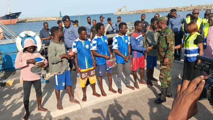Seven missing Ghanaian fishers arrive at Tema Naval Command after two-week ordeal
