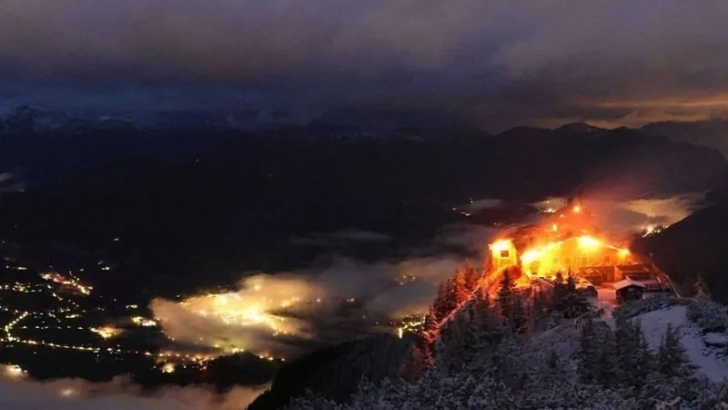 The Eagle's Nest was still on fire early on Saturday