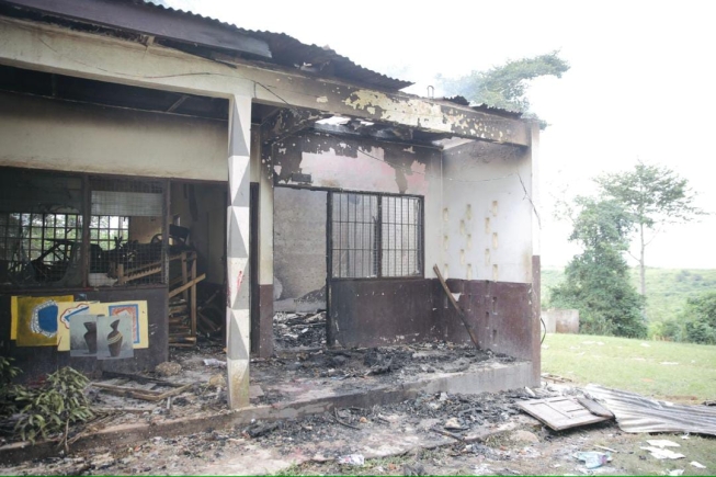Some of the burnt classrooms after the attack