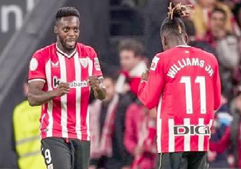 Nico Williams and Inaki Williams (left) aided their club to defeat Atletico Madrid