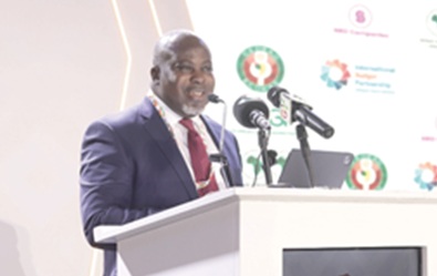 Anthony Kwasi Sarpong (left), Commissioner-General, Ghana Revenue  Authority, addressing participants in the dialogue. Picture: EDNA SALVO KOTEY