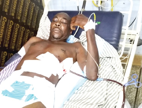 The victim, Bright Kofi Zokli, in hospital