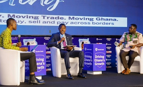 Musah Abdallah (middle), Head of Corporate and Investment Banking, Stanbic Bank Ghana, addressing the Graphic/Stanbic Bank Breakfast Meeting. Picture: ELVIS NII NOI DOWUONA