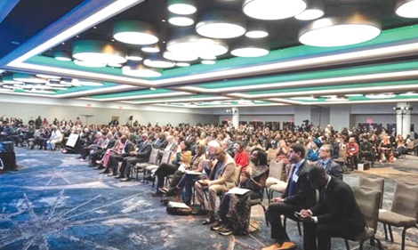 A packed conference room of world leaders, investors and participants during the Accra Reset Conference in New York, USA