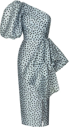polka puff midi dress