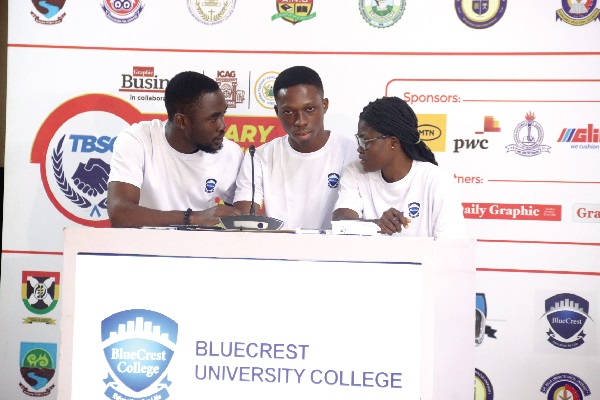 .Students from the BlueCrest University College deliberate on a question during their encounter with the Ghana Communication Technology University (GCTU)