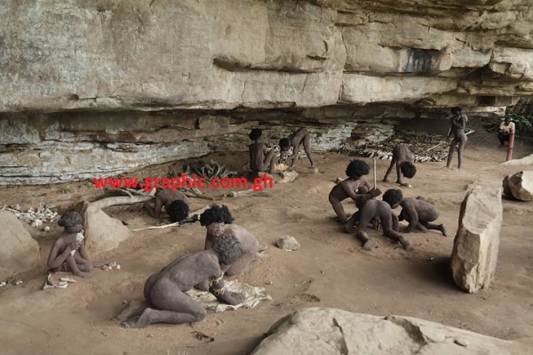 An image depicting how people lived in the caves Inside the caves