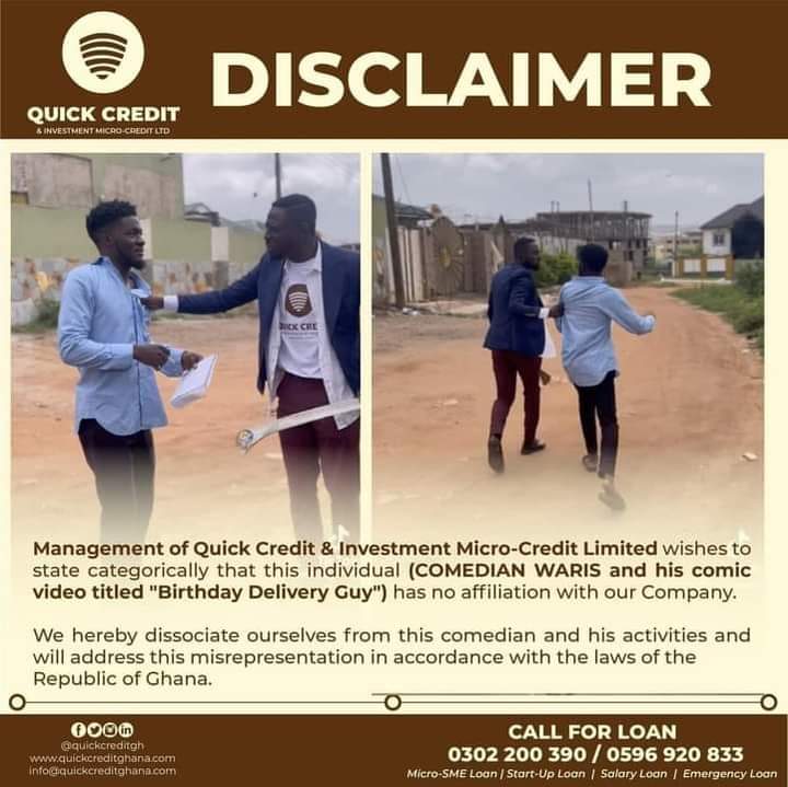 Quick Credit threatens legal action against Comedian Waris