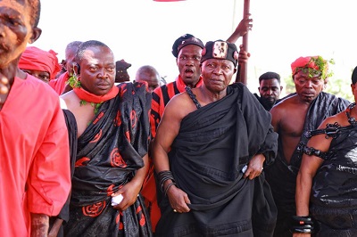 Nana Akyin VIII with his entourage to the funeral grounds Nana Akyin VIII with his entourage to the funeral grounds
