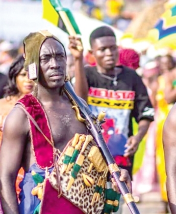 A warrior in full regalia at the Fetu Afahye A warrior in full regalia at the Fetu Afahye