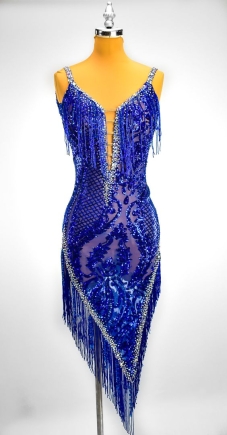 blue diamond fringe dress