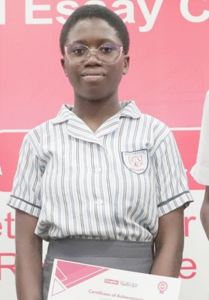 Michelle Naa Ansaah Addy of the Southbridge Montessori School in Accra who took the 2nd position displaying her award.