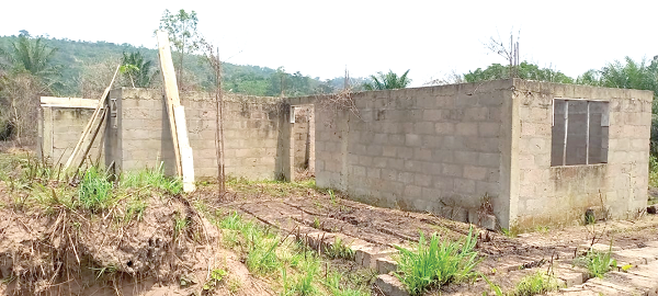 The stalled nurses' quarters for the centre Lolobi