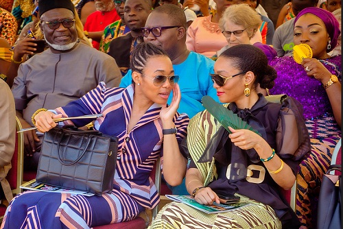 Zenator and Amina Agyeman-Rawlings confer at the festival