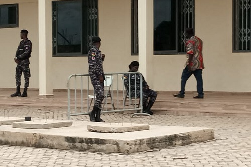 Police on duty at the voting centres
