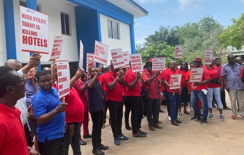 Some of the members carrying placards 