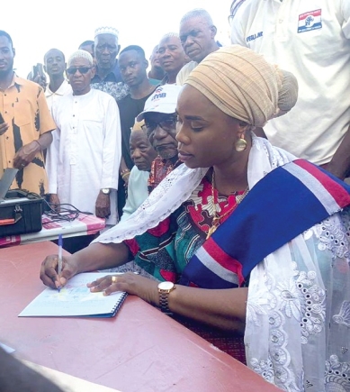 Hajia Humu Awudu, NPP parliamentary aspirant for Wa Central, filing her nomination