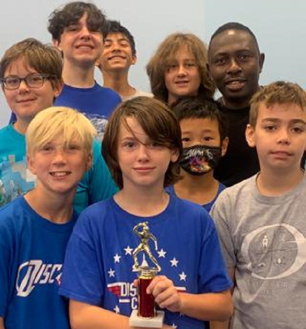 Courage Nanevie (arrowed) with some of the kids he mentioned at the camp Courage Nanevie (arrowed) with some of the kids he mentioned at the camp