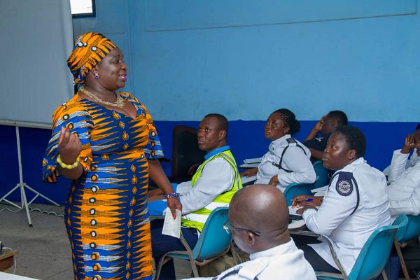 The Corporate Communications Manager of Ghana Post Company, Kobi Hemaa Osisiadan-Bekoe explaining how the GhanaPost GPS App works to the participants The Corporate Communications Manager of Ghana Post Company, Kobi Hemaa Osisiadan-Bekoe explaining how the GhanaPost GPS App works to the participants