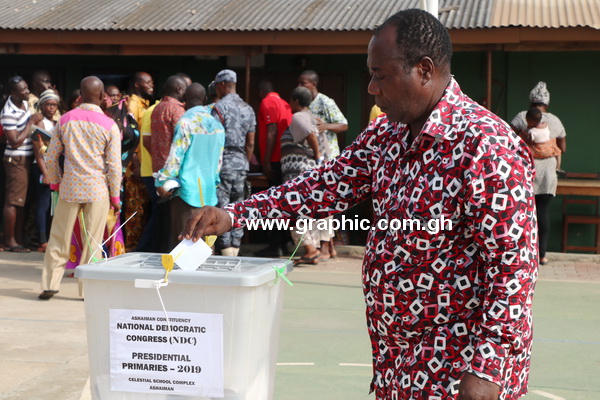 A delegate cast his vote at Ashaiman