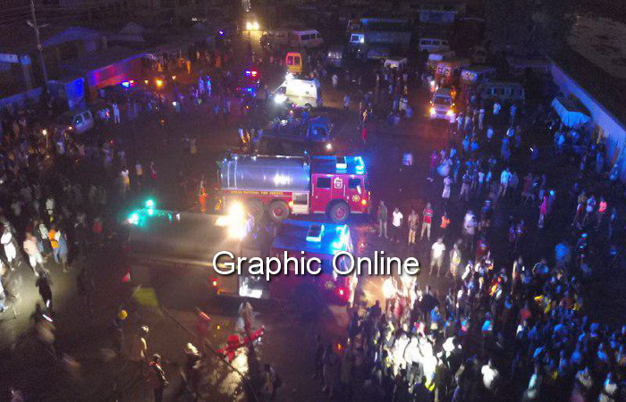 A drone photo of the Odorna Market on fire Wednesday, January 16 as captured by Douglas Anane Frimpong, Photo Editor at GCGL