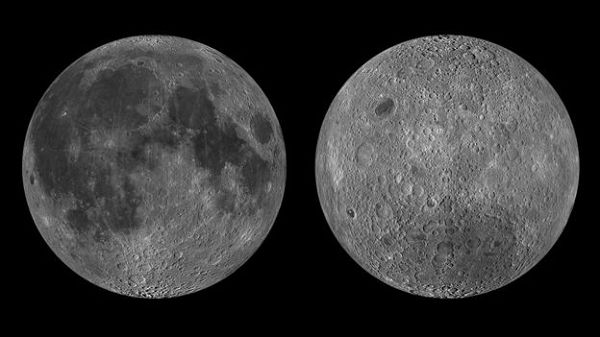 The near side (L) and far side (R) of the Moon have some key differences