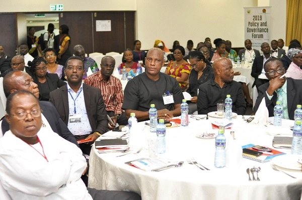 Mr Stephen Asamoah Boateng (left), Director-General, State Interests and Governance Authority, speaking at the forum. Picture: NII MARTEY M. BOTCHWAY