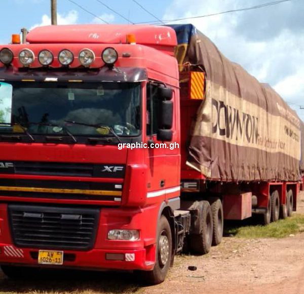 The truck carrying the wax prints