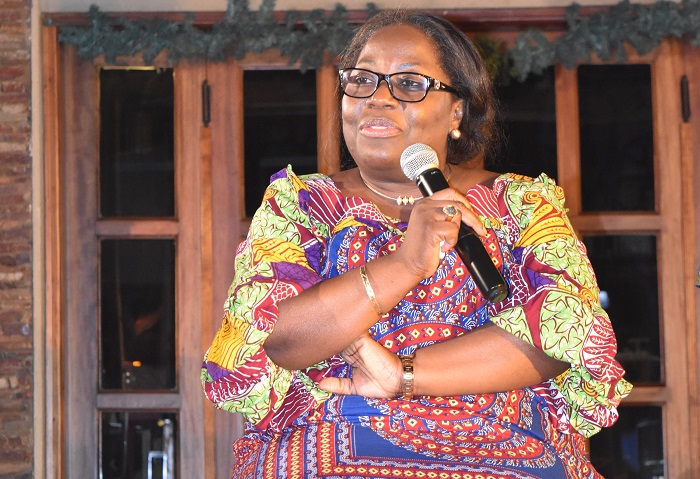 Yvette Atekpe speaking at the event