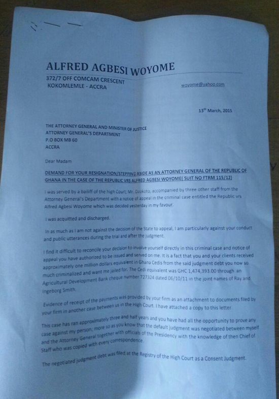 woyome letter