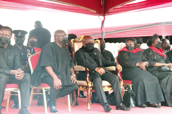 President Nana Addo Dankwa Akufo-Addo (3rd from left), Vice President Dr Mahamudu Bawumia, Akosua Frema Osei-Opare, Chief of Staff and Dr Yaw Osei Adutwum, Minister of Education at the funeral. Pictures: BENEDICT OBUOBI President Nana Addo Dankwa Akufo-Addo (3rd from left), Vice President Dr Mahamudu Bawumia, Akosua Frema Osei-Opare, Chief of Staff and Dr Yaw Osei Adutwum, Minister of Education at the funeral. Pictures: BENEDICT OBUOBI