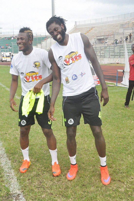 Asamoah Gyan and Adebayor