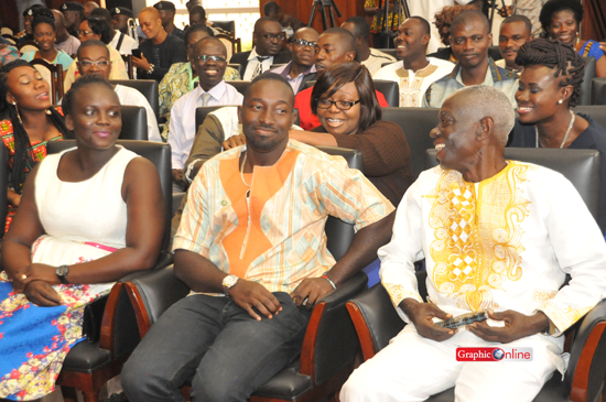 Dr Afari Gyan and the health workers at the awards ceremony. Picture by Ebow Hanson