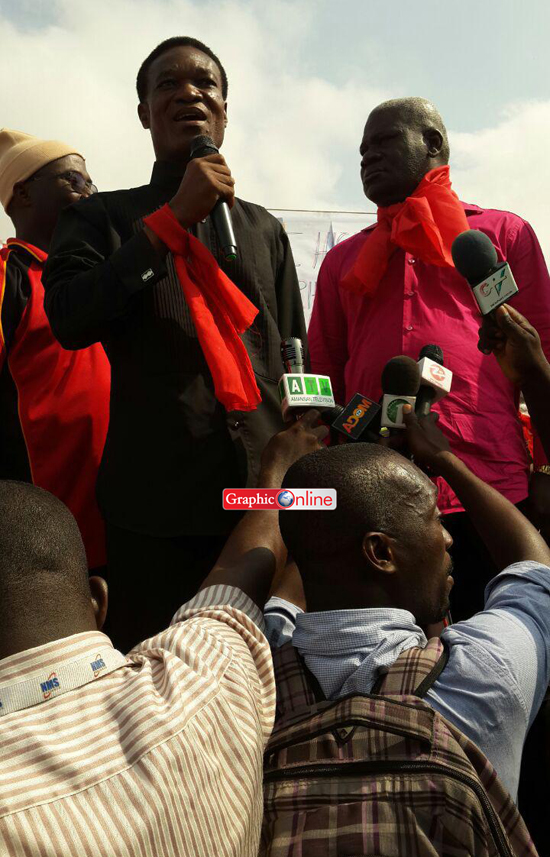 ICU executives addressing the demonstrators